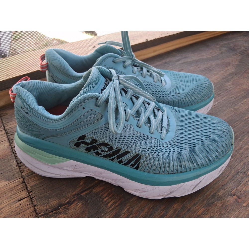HOKA Bondi 7 Running Shoes Womens Size 8.5 Teal Blue Athletic One One